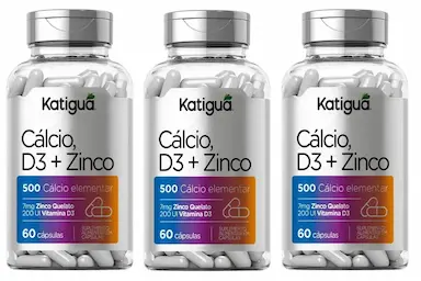 KIT 3UNI CáLCIO + D3 + ZINCO 60 CáPS - KATIGUá