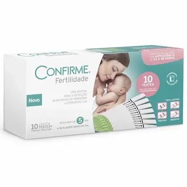 TESTE DE OVULAçãO CONFIRME FERTILIDADE (C/ 10 TIRAS + FRASCO COLETOR)