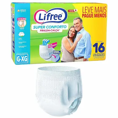 FRALDA-CALçA LIFREE SUPER CONFORTO TAM G/XG - 16 FRALDAS