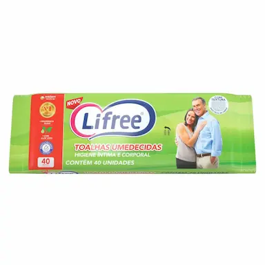 TOALHA UMEDECIDA LIFREE COM 40 UNIDADES