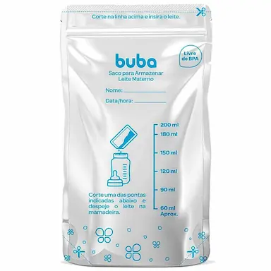 SACO PARA LEITE MATERNO BUBA 200ML - 25 UNIDADES