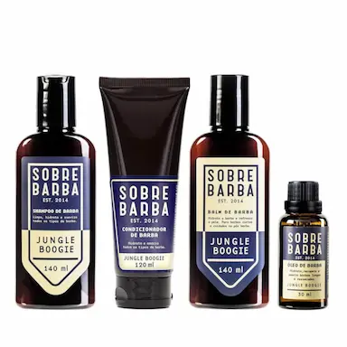 KIT QUARTETO SOBREBARBA SHAMPOO + BALM + CONDICIONADOR + ÓLEO DE BARBA JUNGLE BOOGIE