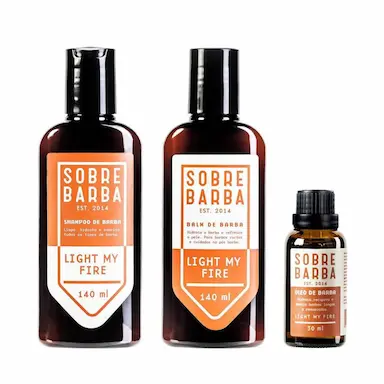KIT TRIO SOBREBARBA - SHAMPOO + BALM + OLEO PARA BARBA LIGHT MY FIRE