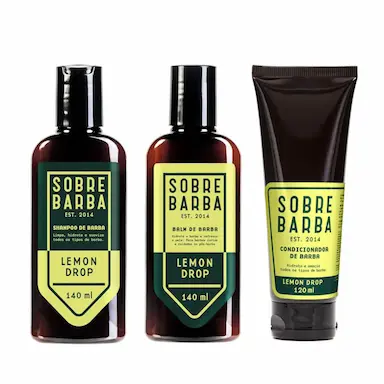 KIT TRIO SOBREBARBA SHAMPOO + BALM + CONDICIONADOR PARA BARBA LEMON DROP
