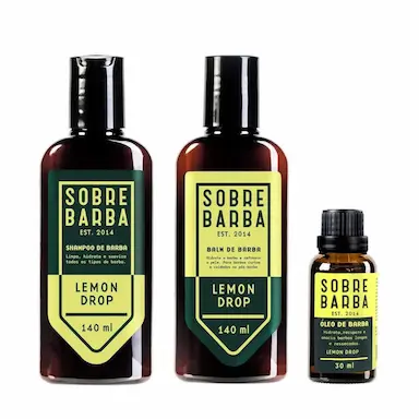 KIT TRIO SOBREBARBA SHAMPOO + BALM + ÓLEO PARA BARBA LEMON DROP