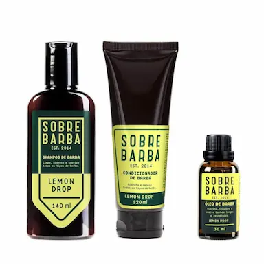 KIT TRIO SOBREBARBA SHAMPOO + CONDICIONADOR + ÓLEO PARA BARBA LEMON DROP