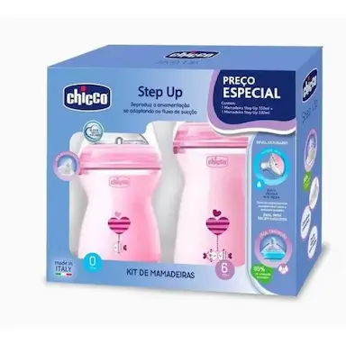 KIT 2 MAMADEIRA STEP UP 150ML + 330ML ROSA CHICCO