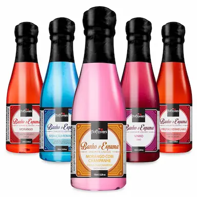 KIT 05 ESPUMA PARA BANHO BANHEIRA HIDROMASSAGEM OFURô SPA ESPUMANTE RELAXAMENTO AROMAS VARIADOS 150ML