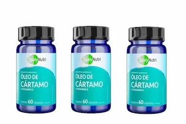 KIT C/3 ÓLEO DE CARTAMO + VITAMINA E C/60 CáPSULAS - QUALY NUTRI