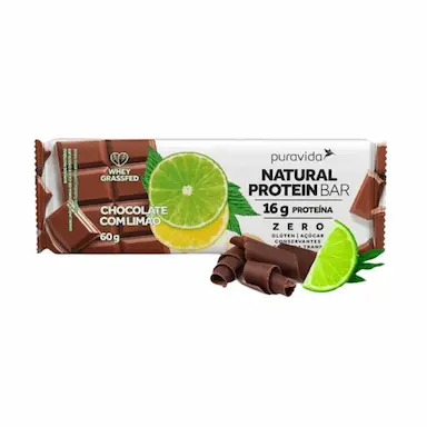 BARRA DE PROTEíNA NATURAL PROTEIN BAR CHOCOLATE COM LIMãO 60G - PURAVIDA