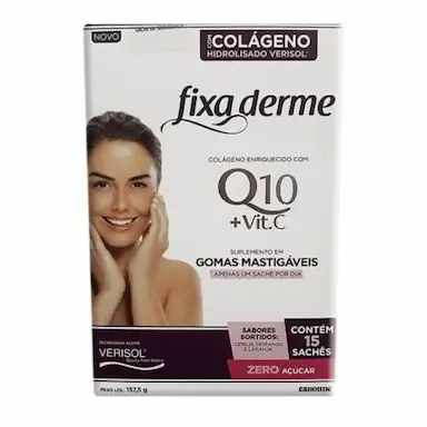 COLáGENO HIDROLISADO FIXA DERME Q10 + VIT. C (15 SACHêS) - VALDA