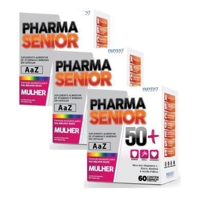 KIT 3UNI PHARMA SêNIOR 50+ MULHER 60 CáPS - PREVENT PHARMA