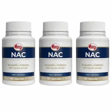 Kit 3Uni Nac N-Acetil L-Cisteína 60 Cáps 750Mg - Vitafor