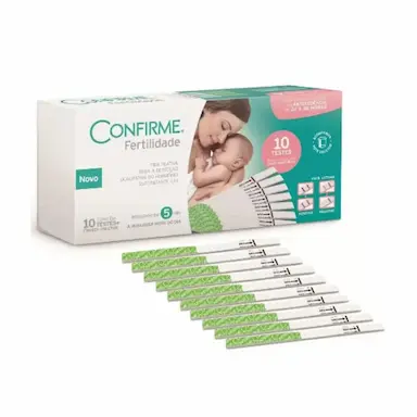TESTE DE OVULAçãO CONFIRME FERTILIDADE (C/ 10 TIRAS + FRASCO COLETOR)