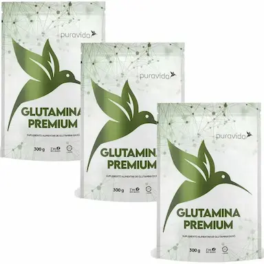 KIT 3X GLUTAMINA PREMIUM - (300G) - 100% PURA - PURA VIDA
