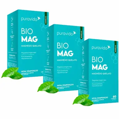 KIT 3X BIO MAG - MAGNéSIO QUELATO - 60 CAPSULAS CADA - PURA VIDA