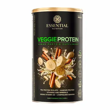 PROTEíNA VEGETAL VEGGIE PROTEIN BANANA COM CANELA ESSENTIAL NUTRITION 462G Unica