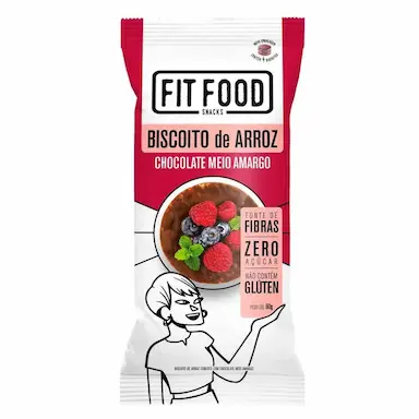 BISCOITO DE ARROZ C/ CHOCOLATE MEIO AMARGO FIT FOOD 60G