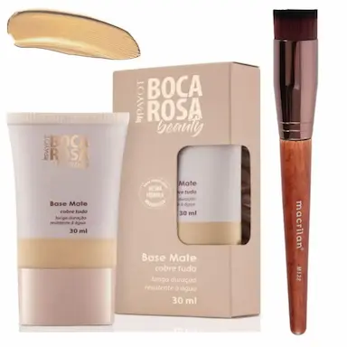 COMBO BASE BOCA ROSA + PINCEL PROFISSIONAL KABUKI MACRILAN - M132 + 04 ANTONIA - xpto