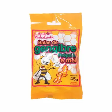BALA DE GENGIBRE PRóPOLIS E MEL APIáRIO PINHALZINHO 45G