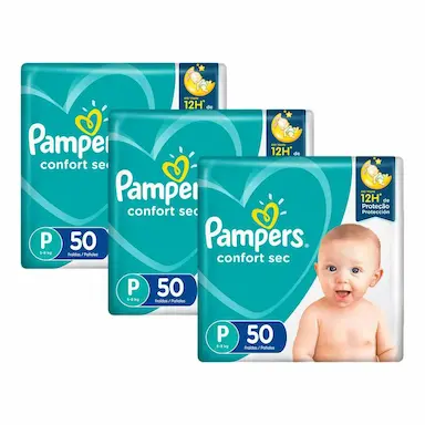 KIT FRALDA PAMPERS CONFORT SEC P COM 150 UNIDADES