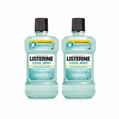 KIT 2 ANTISSéPTICOS BUCAL LISTERINE COOL MINT REFRESCâNCIA SUAVE 500ML