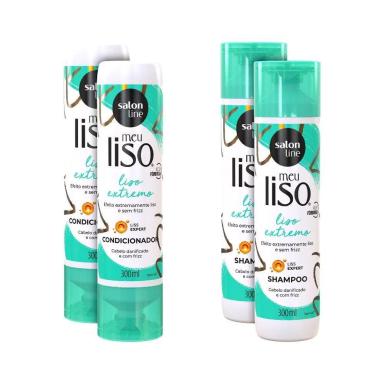 KIT 2 SHAMPOOS 2 CONDICIONADORES MEU LISO EXTREMO SALON LINE