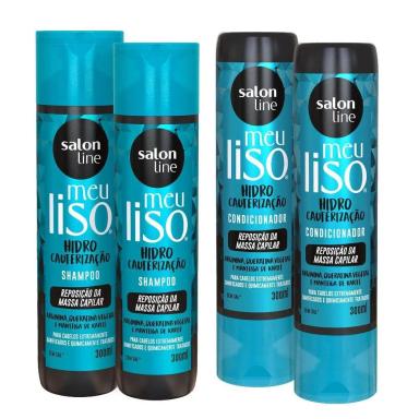 KIT MEU LISO HIDRO CAUTERIZAçãO 4 PRODUTOS VEGANO SALON LINE