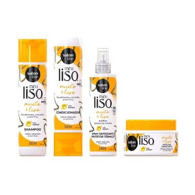 KIT MEU LISO MUITO E LISO COM SPRAY DEFRIZANTE PROTETOR TéRMICO