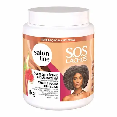 CREME PARA PENTEAR SOS CACHOS RíCINO E QUERATINA SALON LINE 1KG
