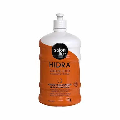 SALON LINE, CREME DE PENTEAR, HIDRA NUTRIçãO INTENSA, ÓLEO DE COCO, VEGANO - CABELOS LISOS, ONDULADOS, CACHEADOS E CRESPOS, 1 L
