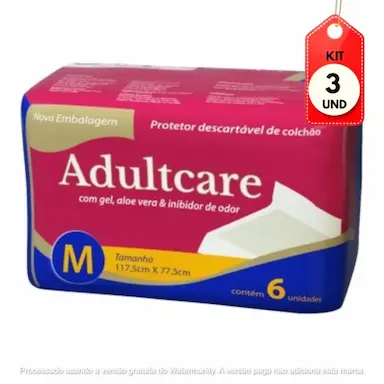 KIT C/03 ADULTCARE PROTETOR DESCARTáVEL DE COLCHãO M C/6
