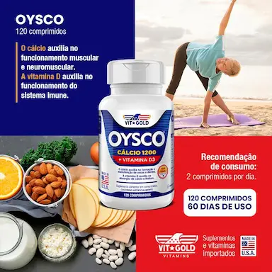 Kit 2x Oysco Cálcio 1200 mg + Vitamina D3 Vitgold 120 Comprimidos