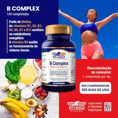 KIT 2x Vitaminas Complexo B Vitgold 100 Comprimidos