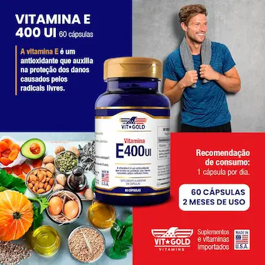 Kit 2x Vitamina E 400 UI Vitgold 60 Cápsulas