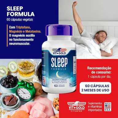 Kit 2x  Sleep Formula com Melatonina Vitgold 60 Cápsulas Vegetais
