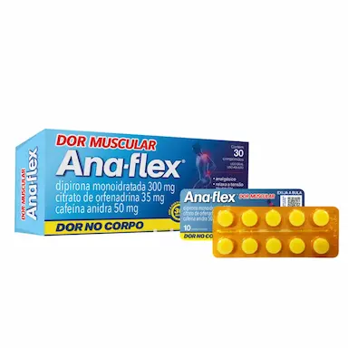 Ana-Flex Citrato de Orfenadrina 35mg + Dipirona Monoidratada 300mg + Cafeína Anidra 50mg - 10 comprimidos