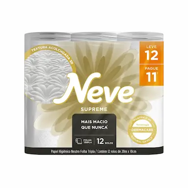Papel Higiênico Neve Supreme Folha Tripla 12 rolos
