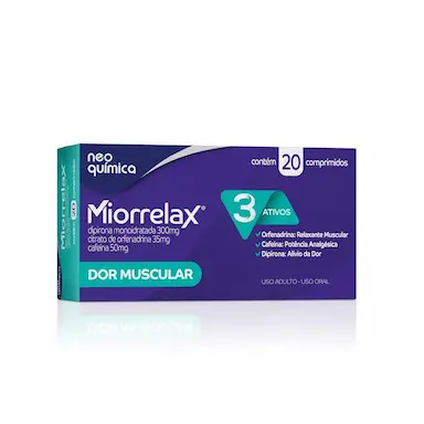 Miorrelax Dipirona Monoidratada 300mg + Citrato de Orfenadrina 35mg + Cafeína 50mg 20 comprimidos