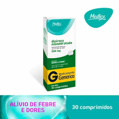 Dipirona Monoidratada 500mg 30 comprimidos Medley Genérico