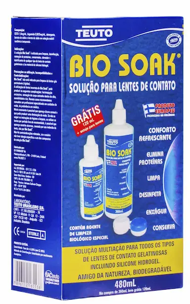 Kit Bio Soak Solução para Lentes de Contato com 480ml e 1 estojo grátis