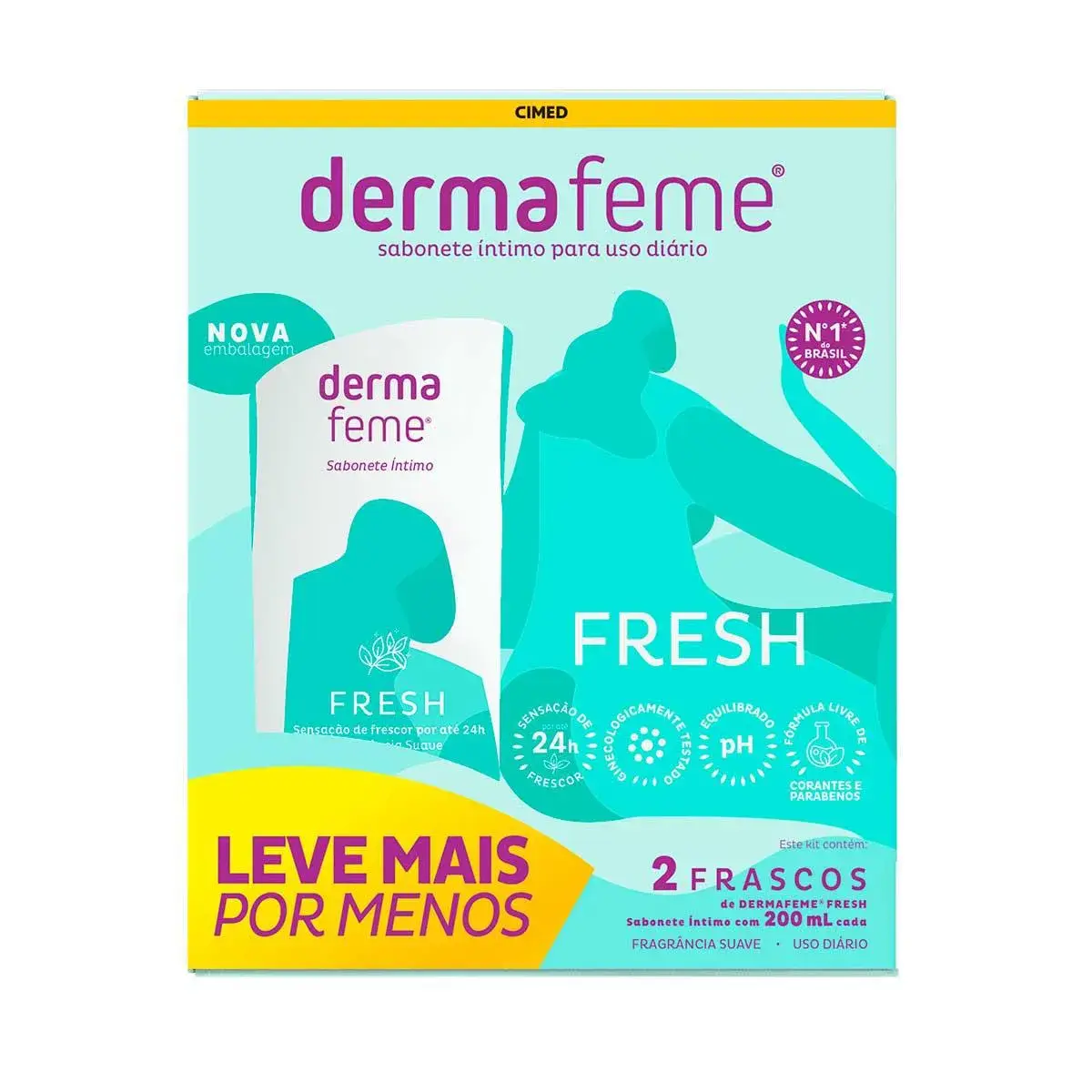 Kit Sabonete Íntimo Líquido Dermafeme Fresh com 2 unidades de 200ml cada