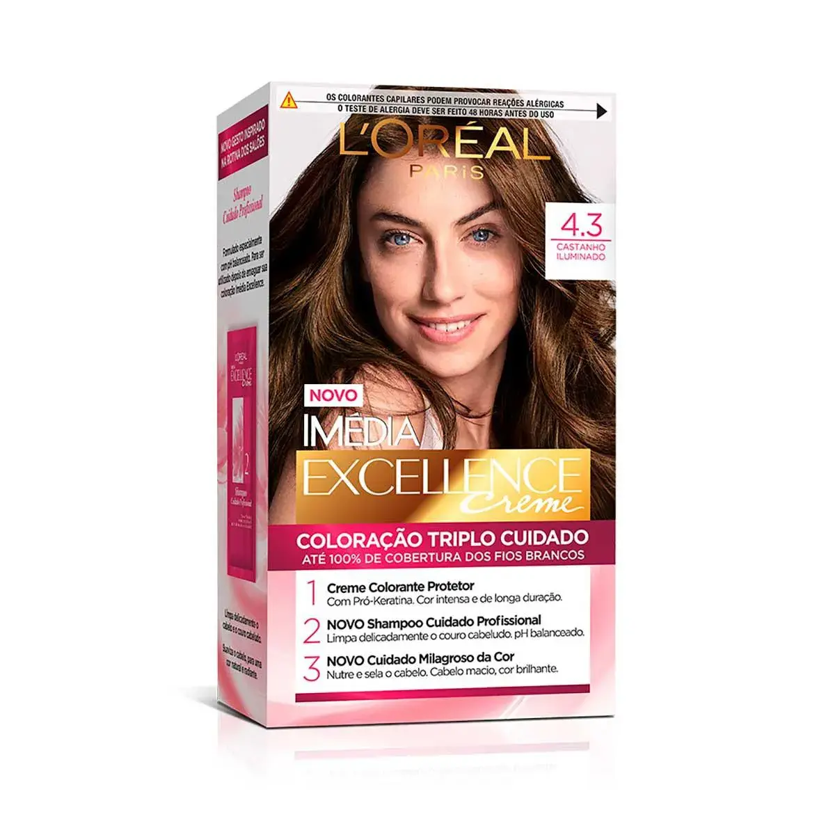 Tintura Permanente Imédia Excellence Creme 4.3 Castanho Iluminado com 1 unidade