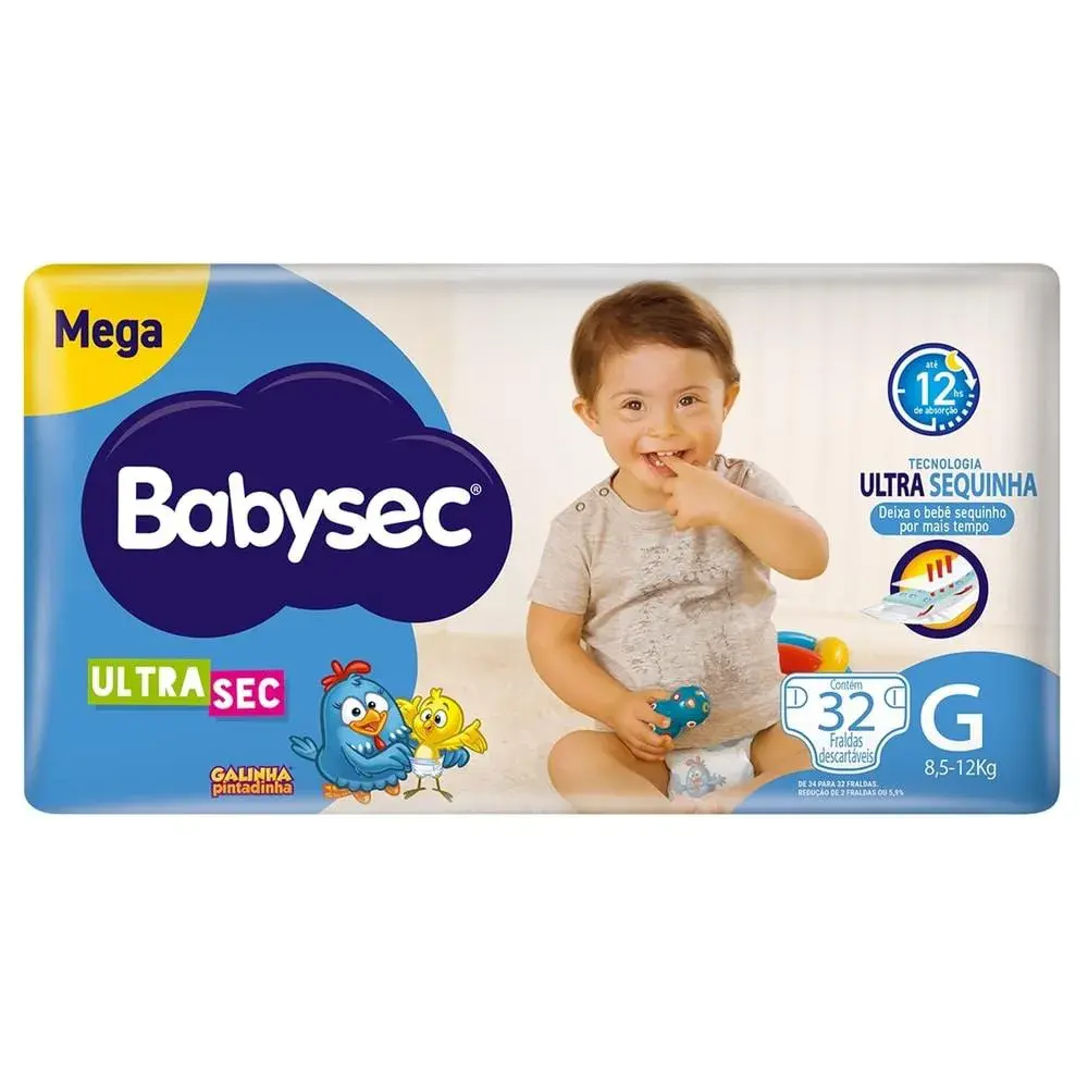 Fralda Babysec UltraSec Mega Galinha Pintadinha G - 32 Unidades
