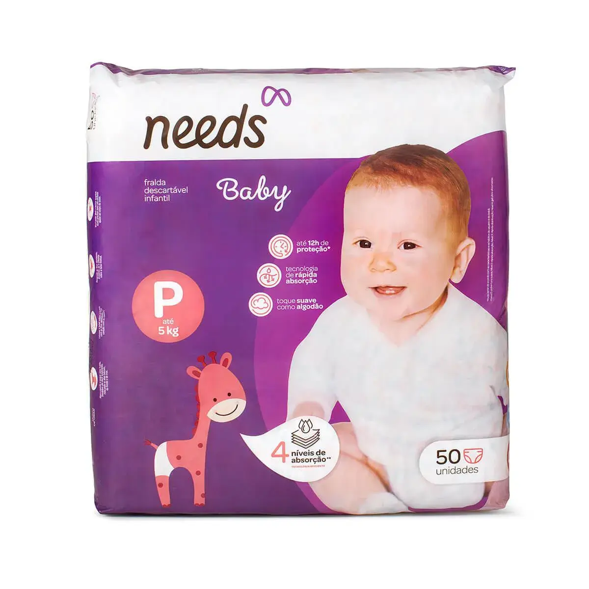 Fralda Needs Baby P - 50 unidades