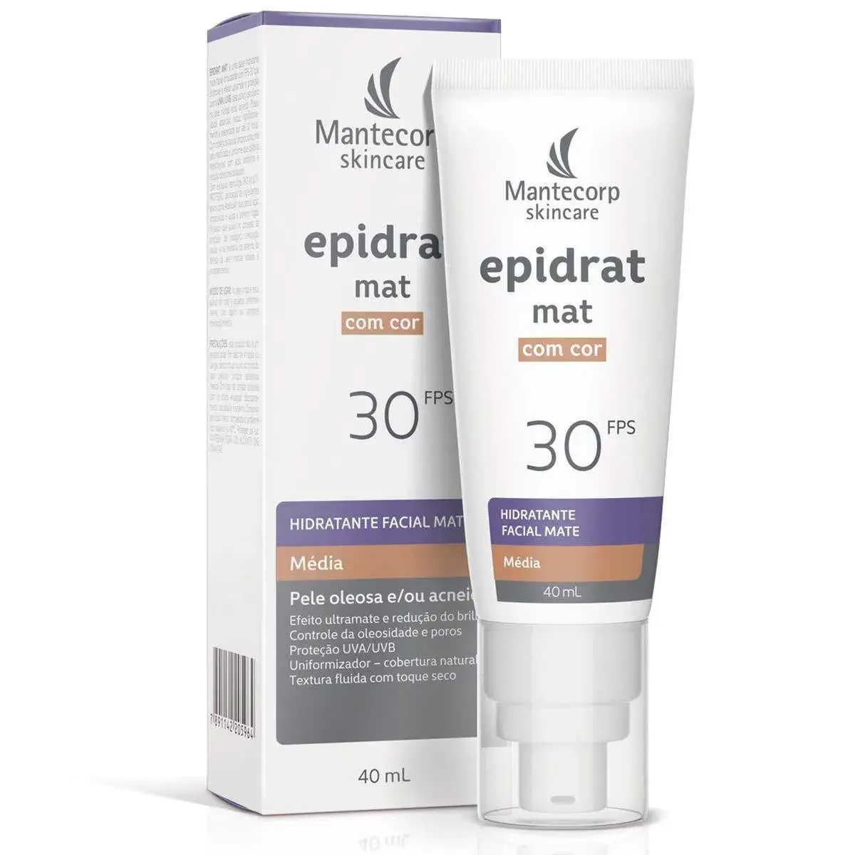 Hidratante Facial Mate Epidrat Mat Cor Médio FPS 30 com 40ml