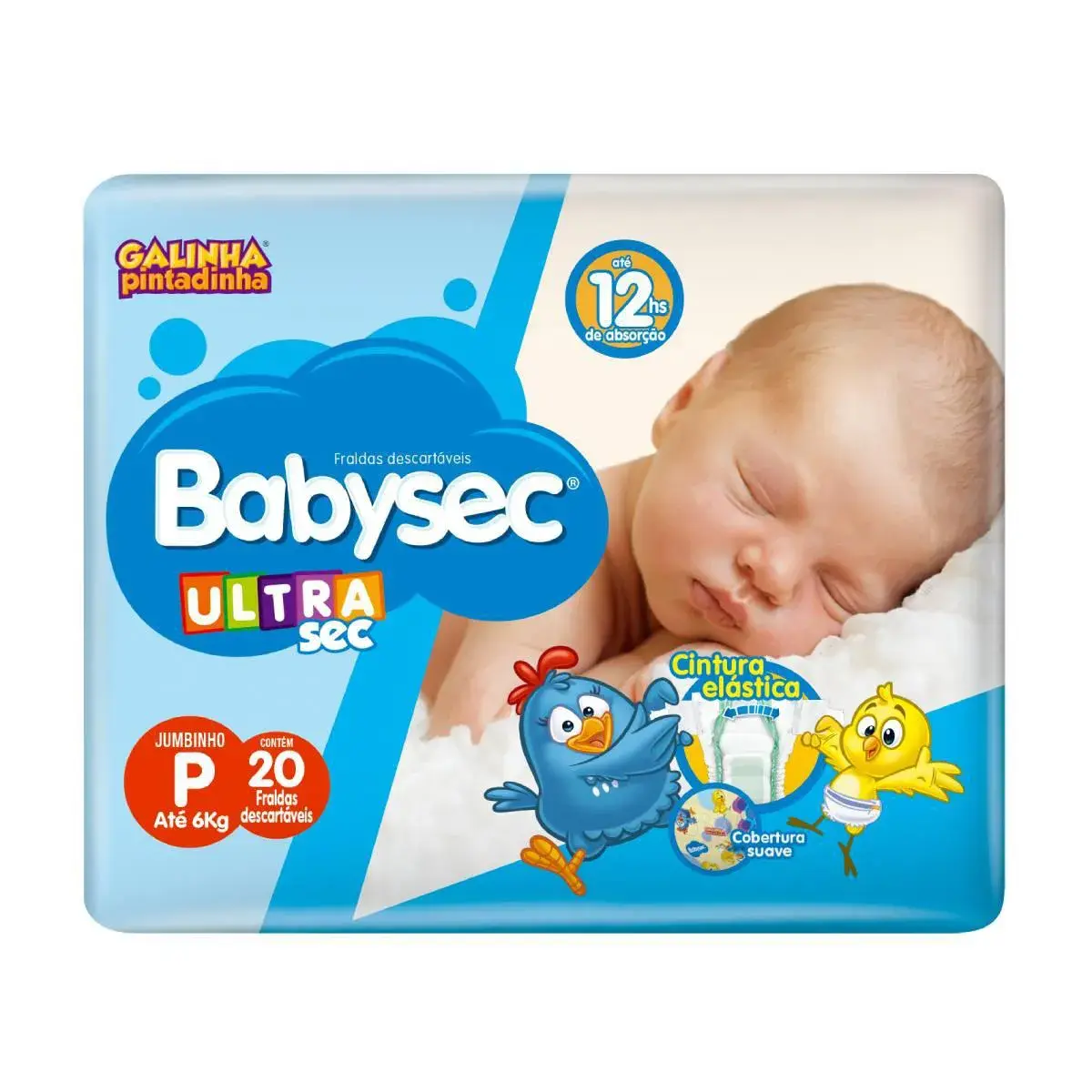 Fralda Babysec Ultrasec Jumbinho Galinha Pintadinha P - 20 Unidades