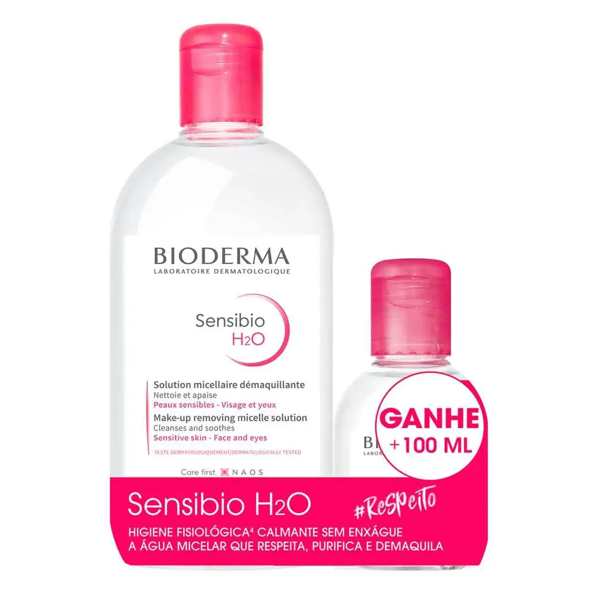 Kit Água Micelar Dermatólogica Bioderma Sensibio H2O com 500ml + 100ml