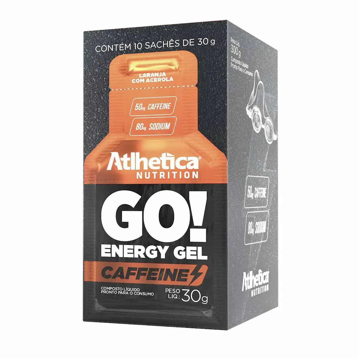 Suplemento Energético Go Energy Gel Caffeine Atlhetica Nutrition Laranja com Acerola com 10 sachês de 30g cada