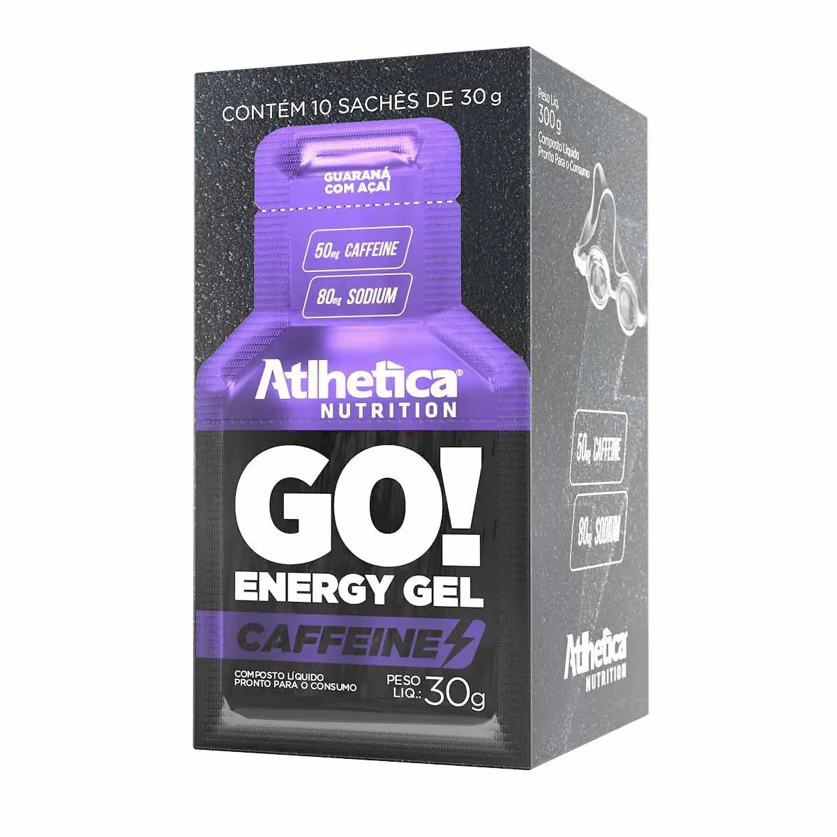 Suplemento Energético Go Energy Gel Caffeine Atlhetica Nutrition Guaraná com Açaí com 10 sachês de 30g cada